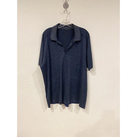 Lululemon Polo Shirt Mens 2XL Blue Striped Performance Golf Athletic Lightweight - Picture 1 of 5